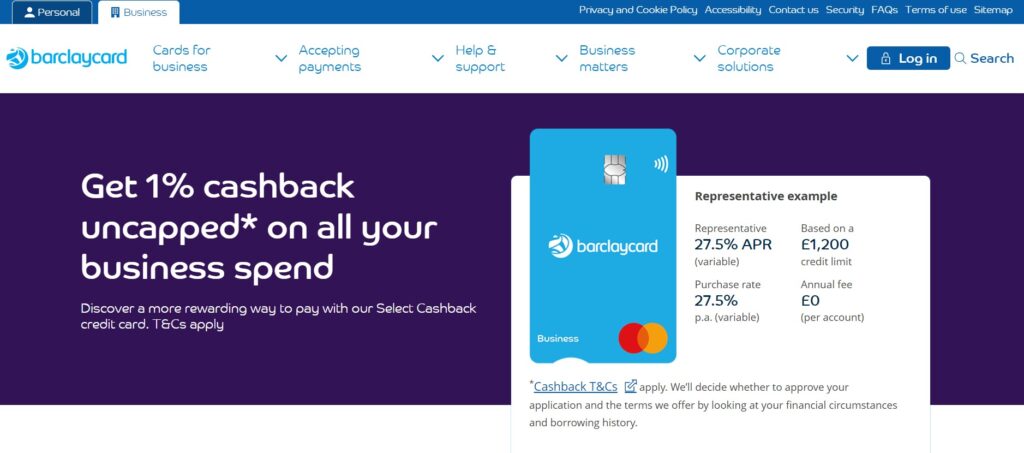 Barclaycard Business Cashback Credit Card